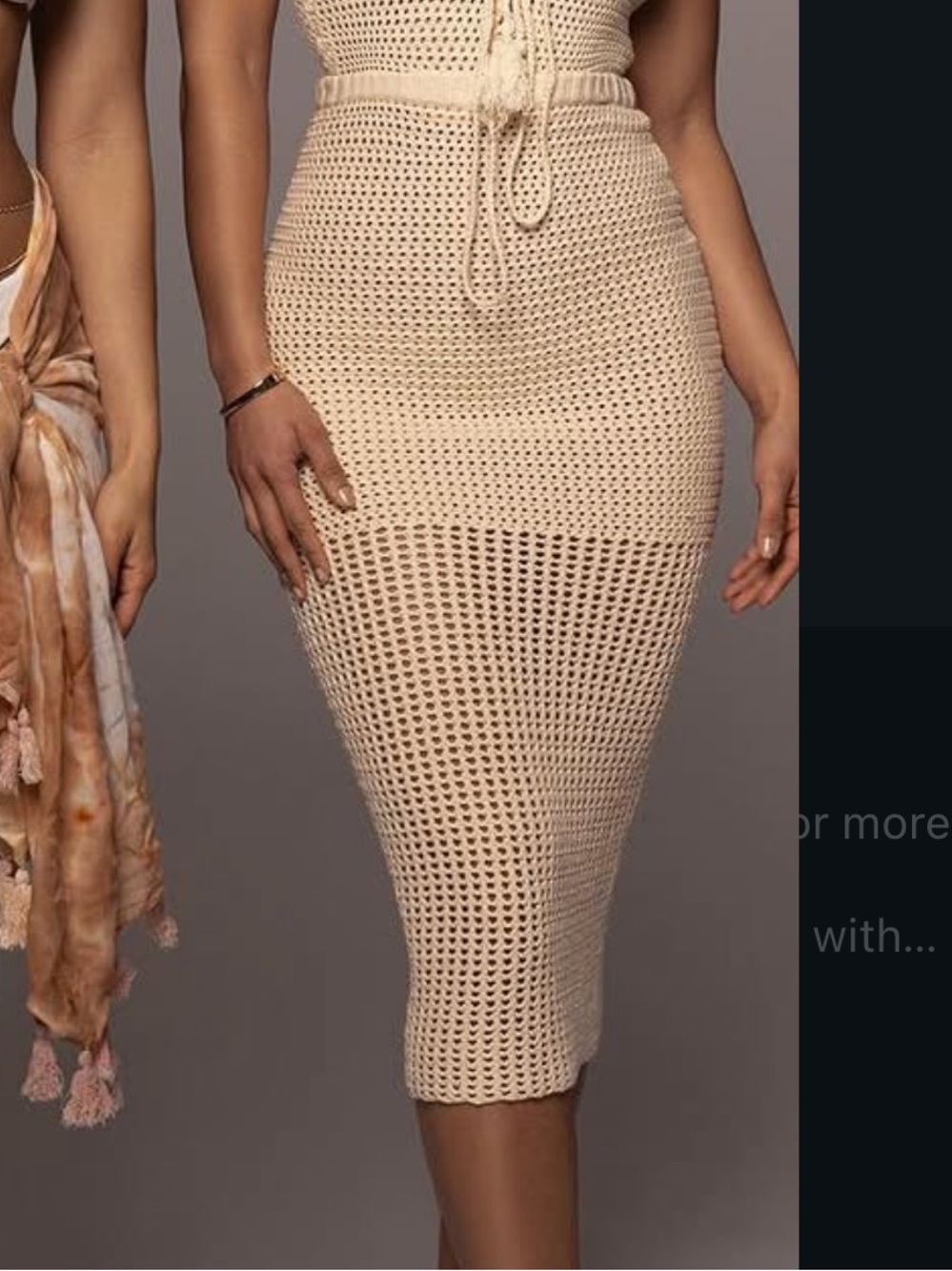 Jluxlabel- Beige Crochet  Midi Skirt ONLY - NWOT
